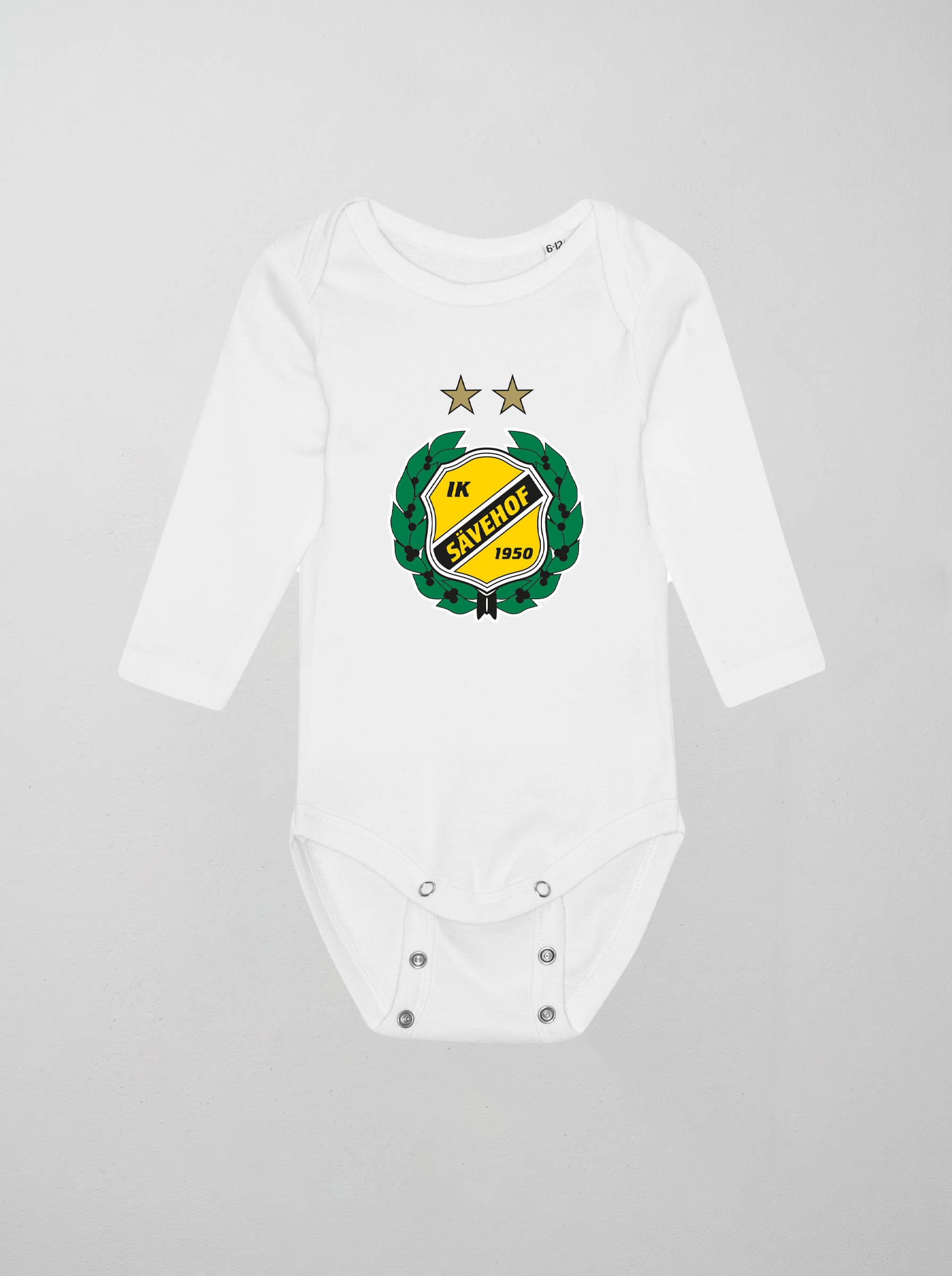 Baby body - klubbmärke långärmad vit
