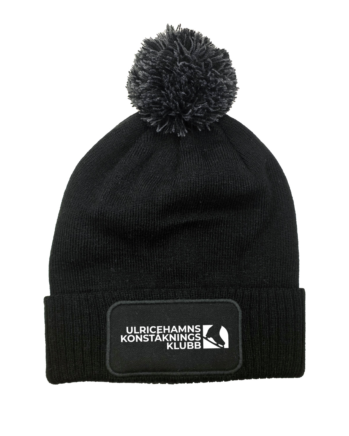 Ukk pompom mössa logga svart 